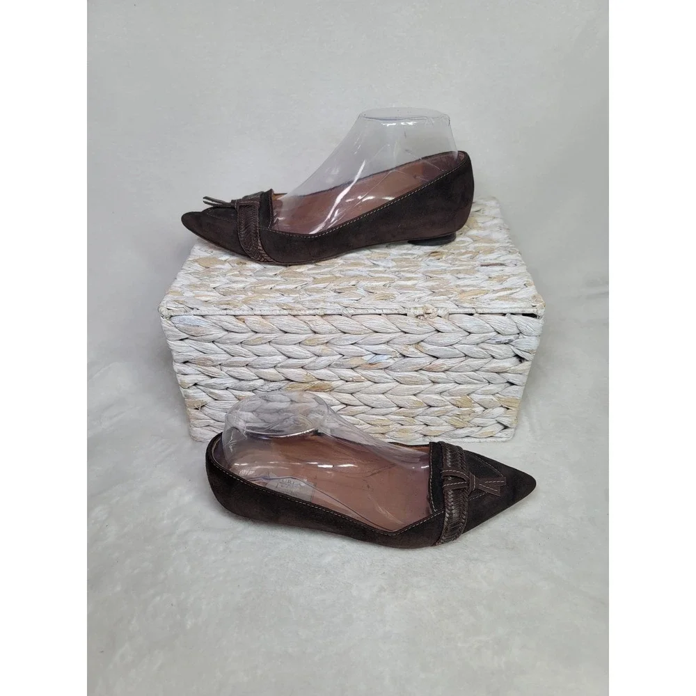 Furla Italian Witchy Brown Balletcore Flats Whimsigoth Leather Shoes Size 6.5